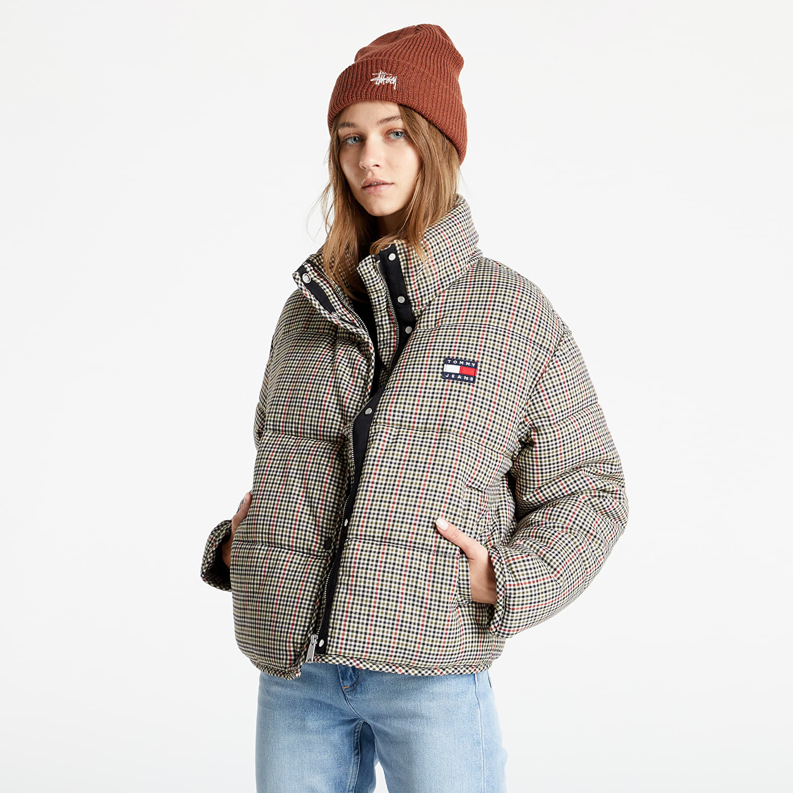 Tommy jeans check padded coat store