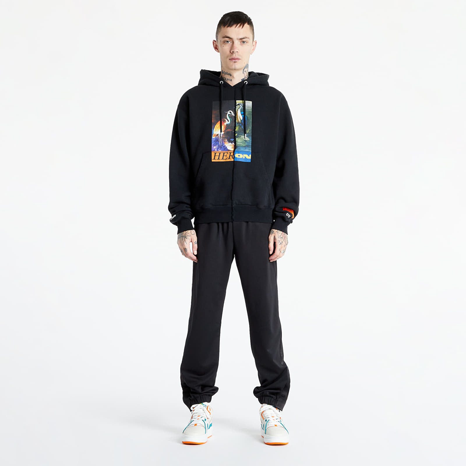 Hanorace HERON PRESTON Hoodie Split Herons Black/ Orange