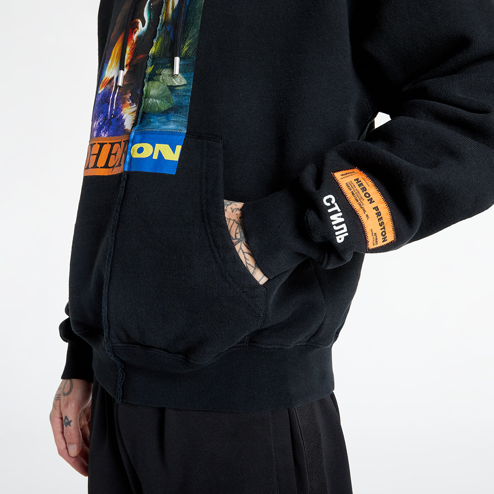 Hanorace HERON PRESTON Hoodie Split Herons Black/ Orange