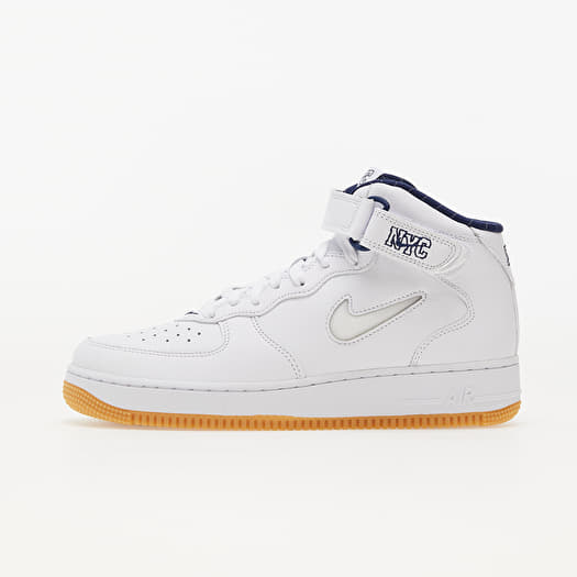 Nike Air Force 1 Mid 07 QS White White Midnight Navy Gum Yellow Footshop