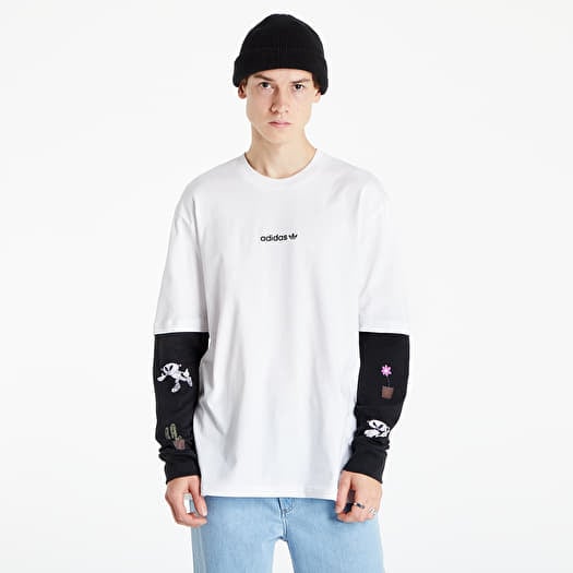 T shirts adidas Trefoil A33 LS Tee White Black Footshop