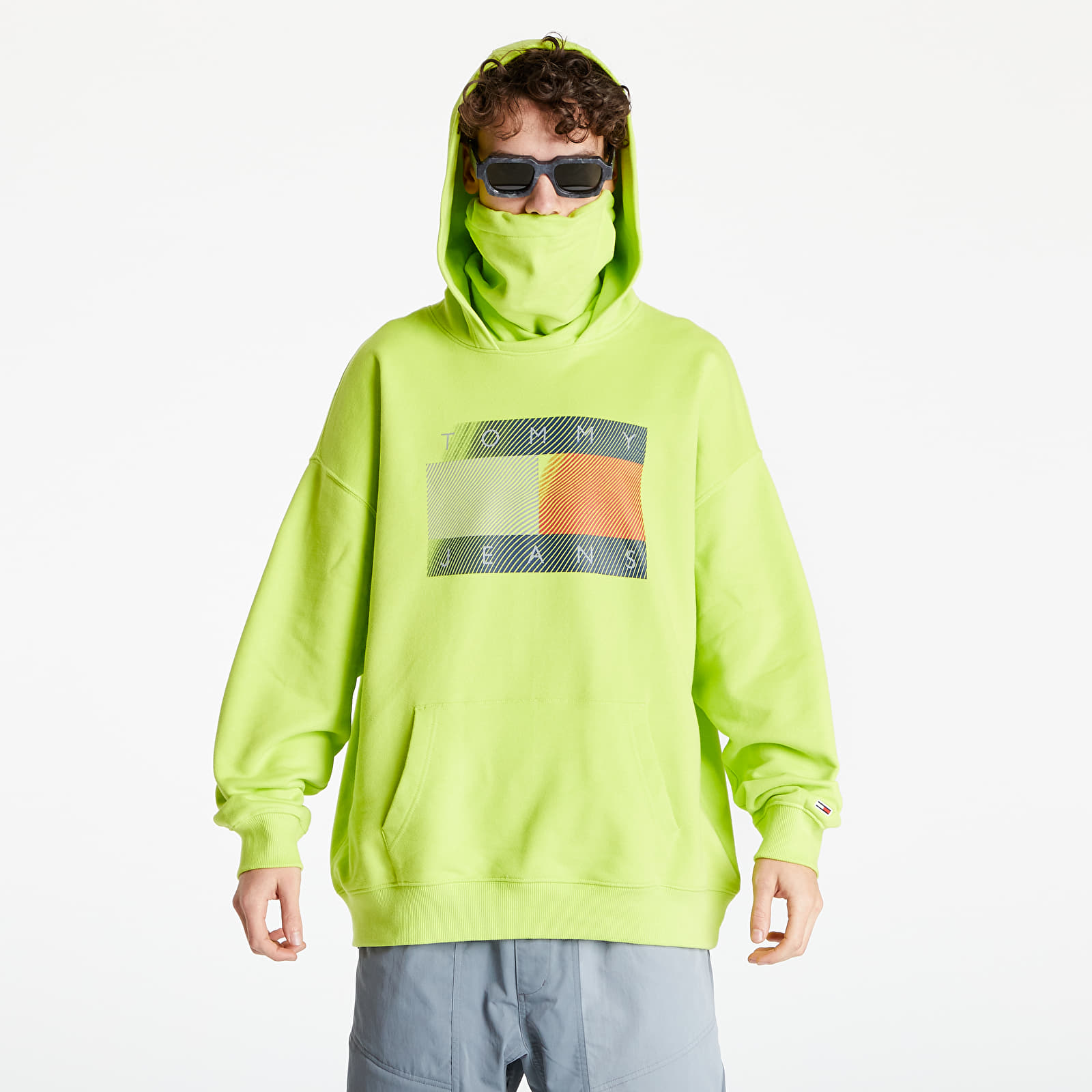 Kapucnis pulóverek és pulcsik Tommy Jeans Reflective Flag Hoodie Neo Lime