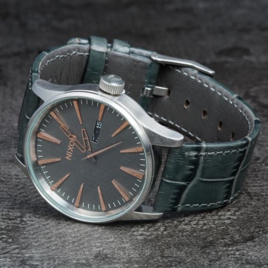 Montres Nixon Sentry Leather Gray Gator Footshop