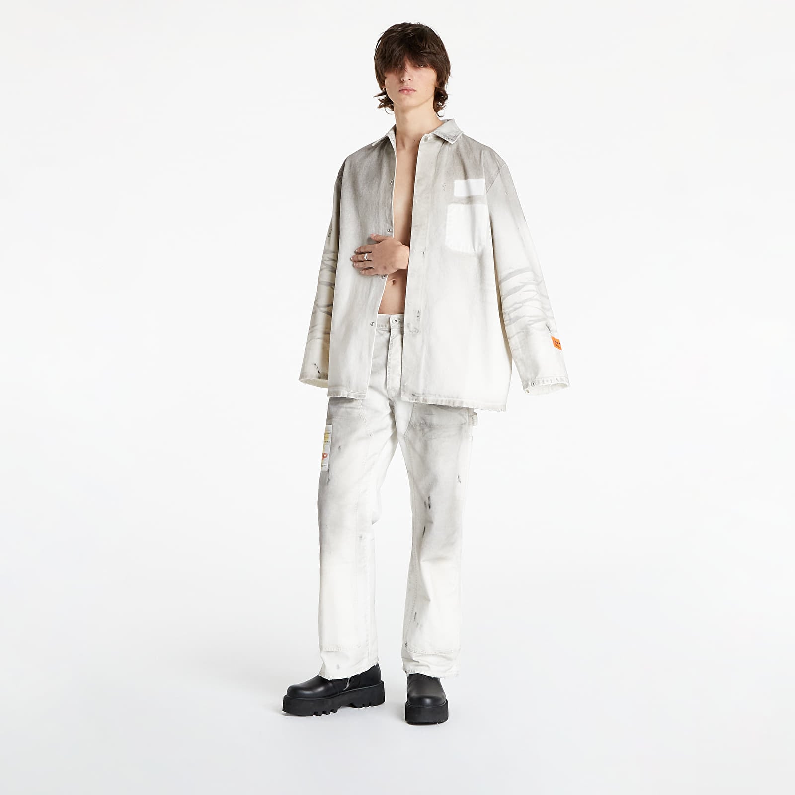 Hlače HERON PRESTON Label Dirt Wash Carpenter Grey