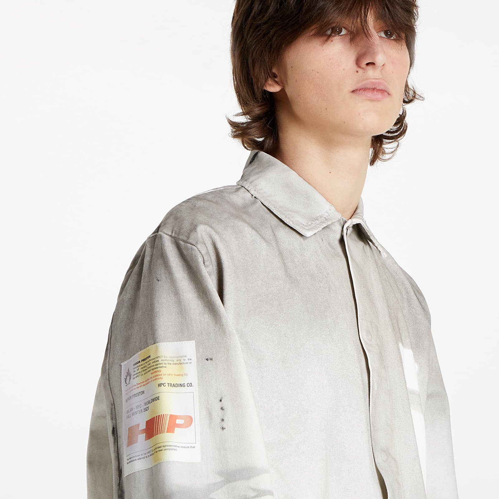 Skjorter HERON PRESTON Label Dirt Wash Reserve Shirt Grey