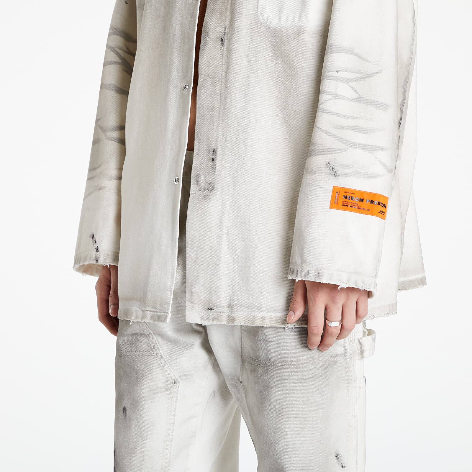 Skjorter HERON PRESTON Label Dirt Wash Reserve Shirt Grey