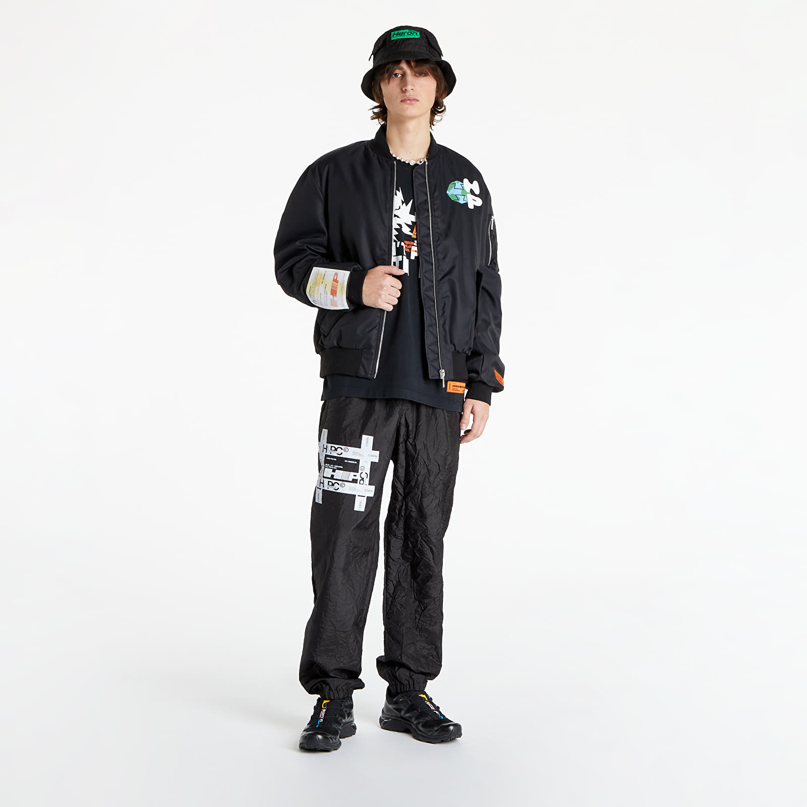 Kurtki HERON PRESTON HP World Wide Print Bomber Black/ White