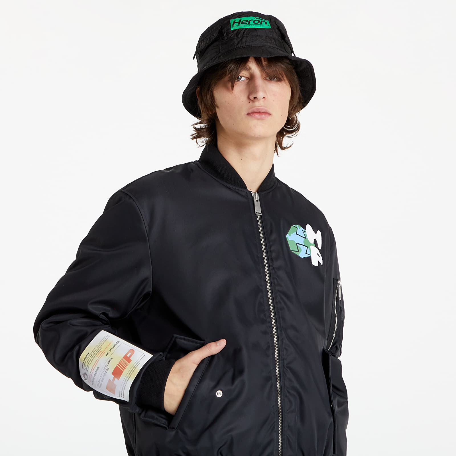 Kurtki HERON PRESTON HP World Wide Print Bomber Black/ White