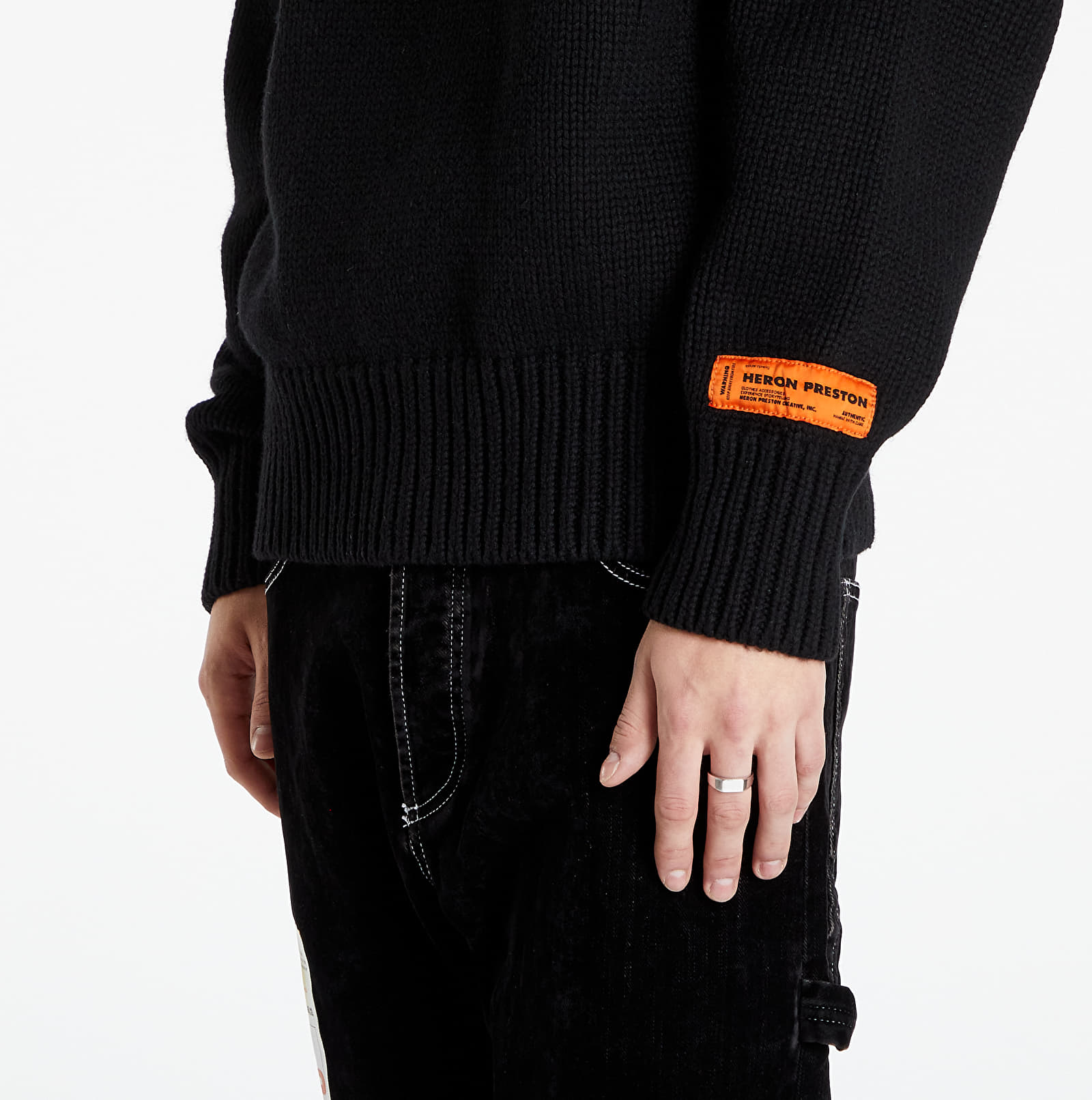 HERON PRESTON Heavy Knit Turtleneck Ctnmb Black/ White | Footshop