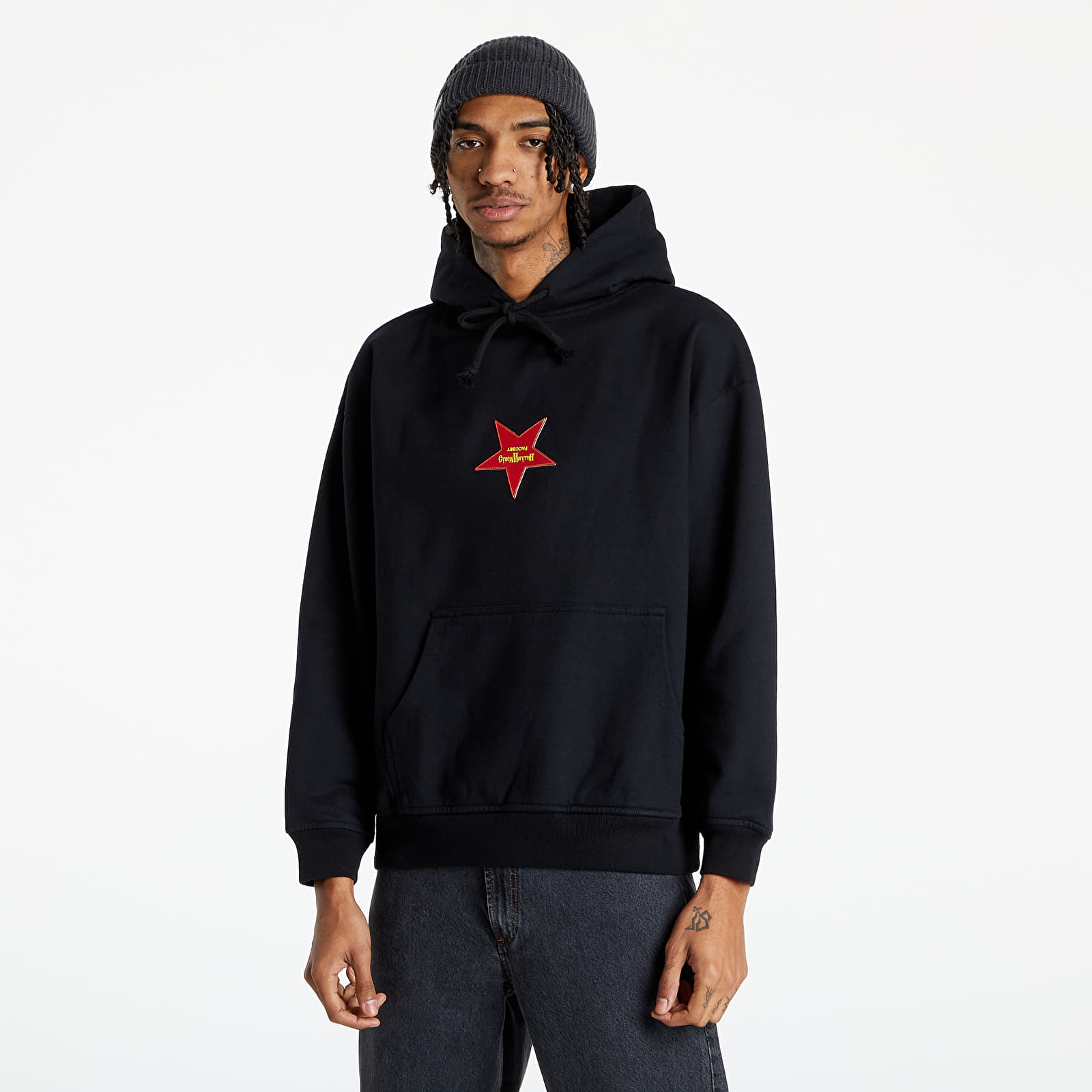 Mikiny PACCBET Cotton Mogutin Hoodie Knit Black