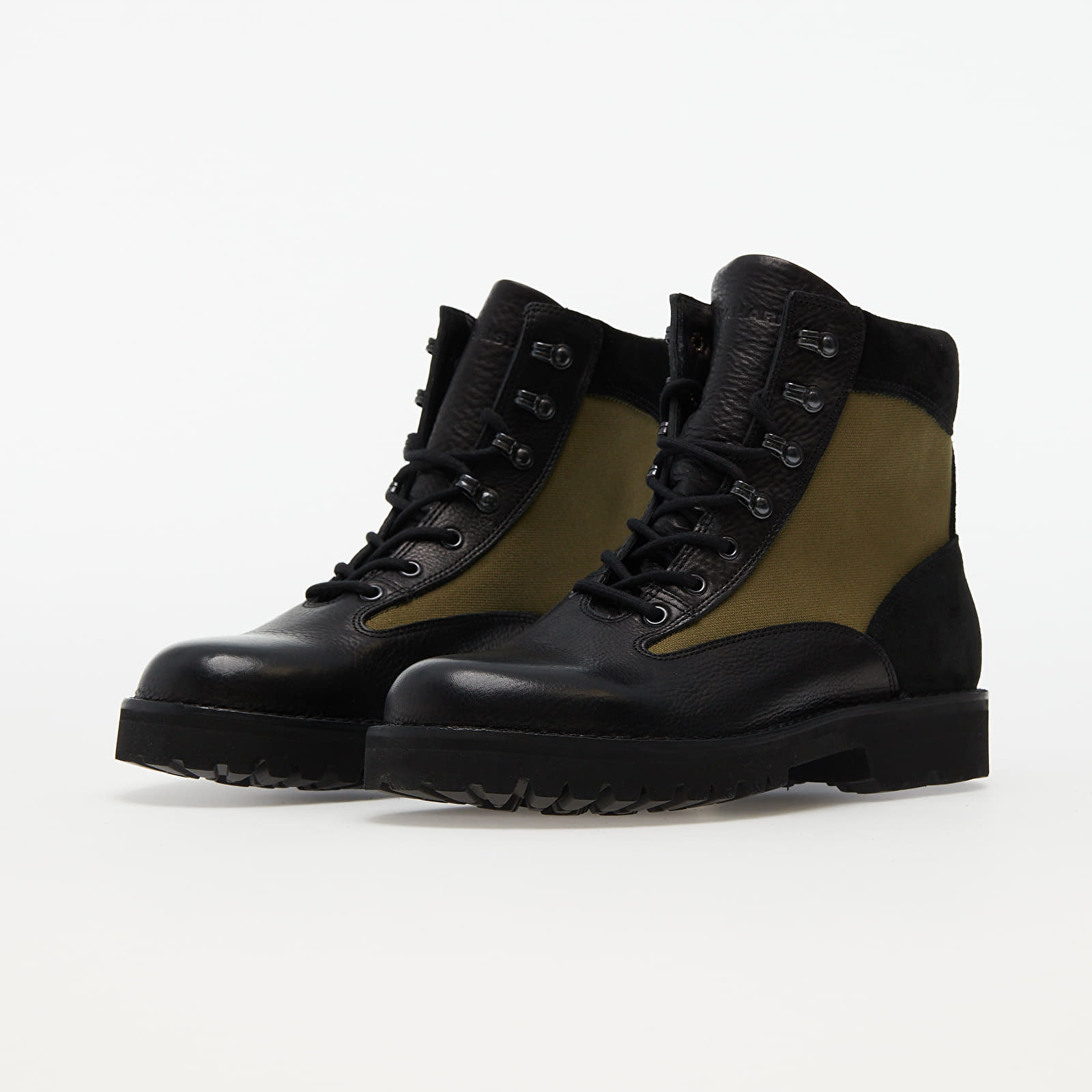 Scarpe uomo Maharishi x Fracap Jungle Boot 9667 Leather Suede Canvas Black Olive Footshop