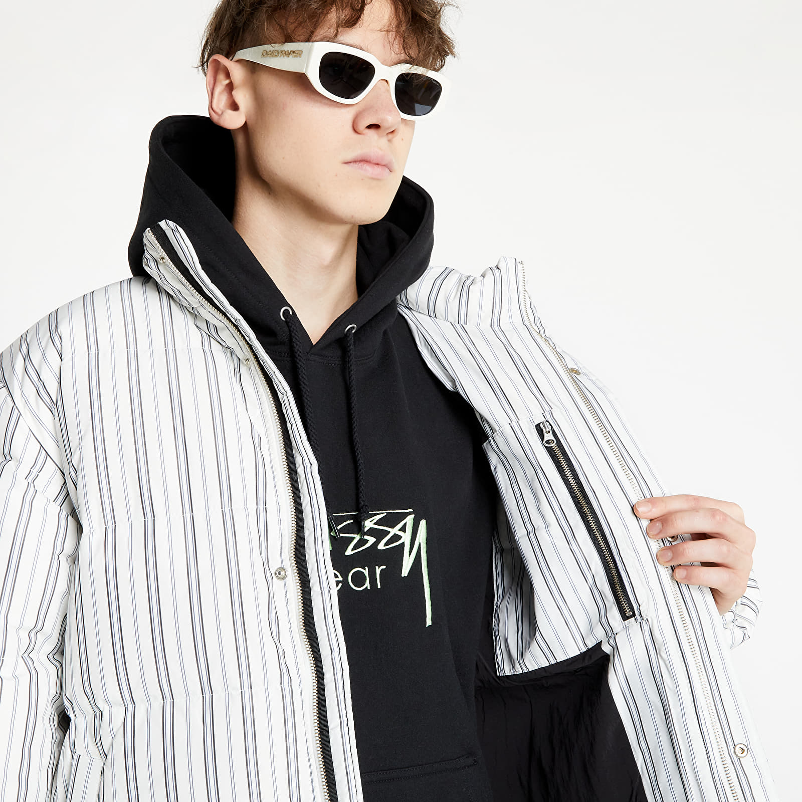 Jackets St ssy Stripe Down Puffer Jacket Bone Footshop