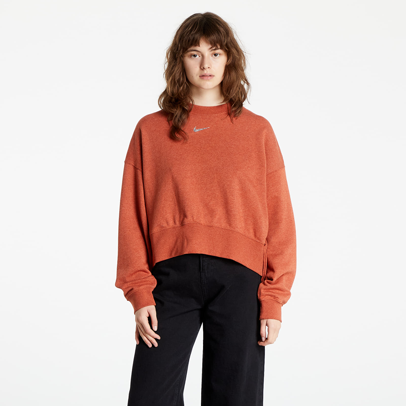 Mikiny Nike Sportswear Essential Fleece Crew Burnt Sunrise/ Heather/ White