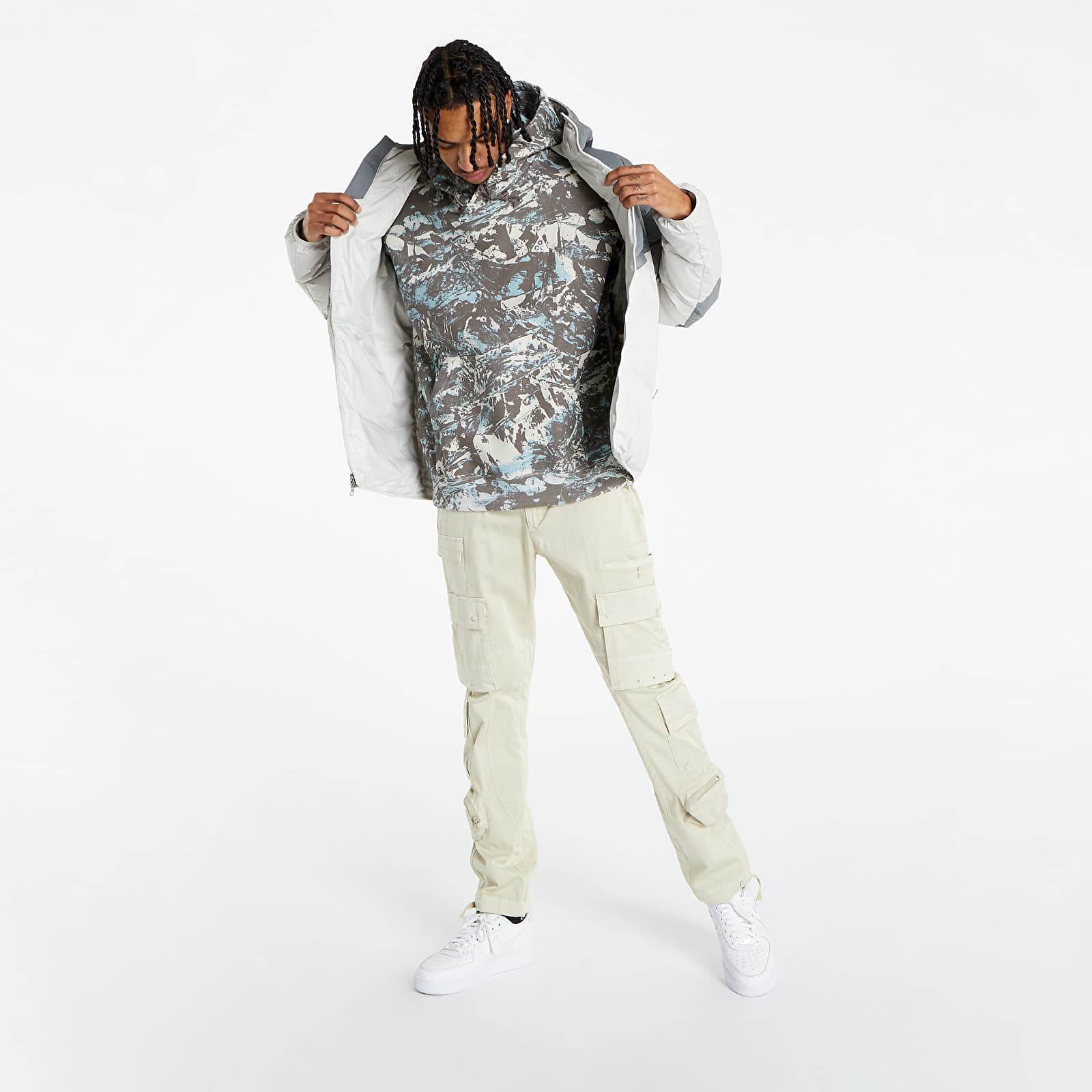 Jakne  Nike Sportswear M NSW Storm-FIT Windrunner Hoodie Jacket Smoke Grey/ Light Bone/ Sail/ Sail