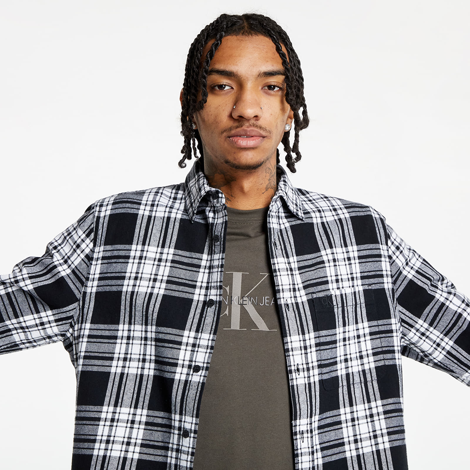Särgid Calvin Klein Jeans Check Regular Shirt Ck Black/ Bright White