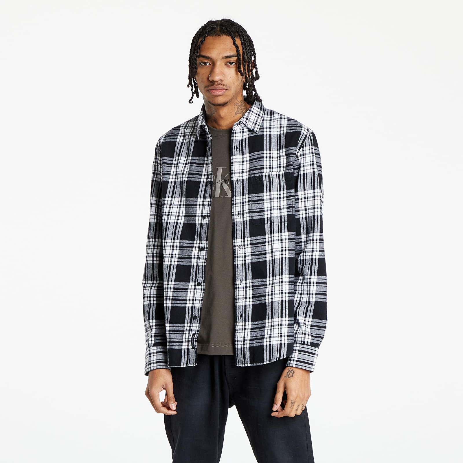 Särgid Calvin Klein Jeans Check Regular Shirt Ck Black/ Bright White