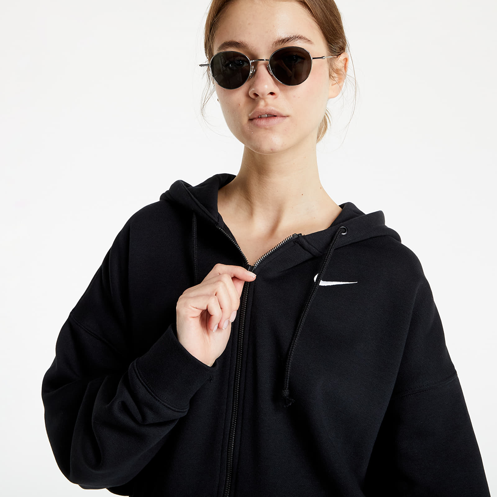 Sudaderas Nike NSW Essential Clctn Fleece Over-Oversized Fz Black/ Black/ White