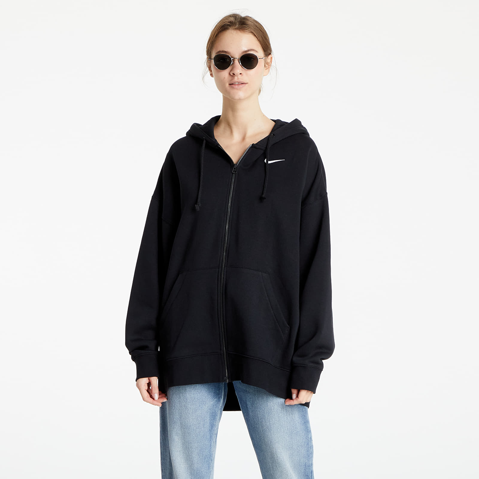 Sudaderas Nike NSW Essential Clctn Fleece Over-Oversized Fz Black/ Black/ White