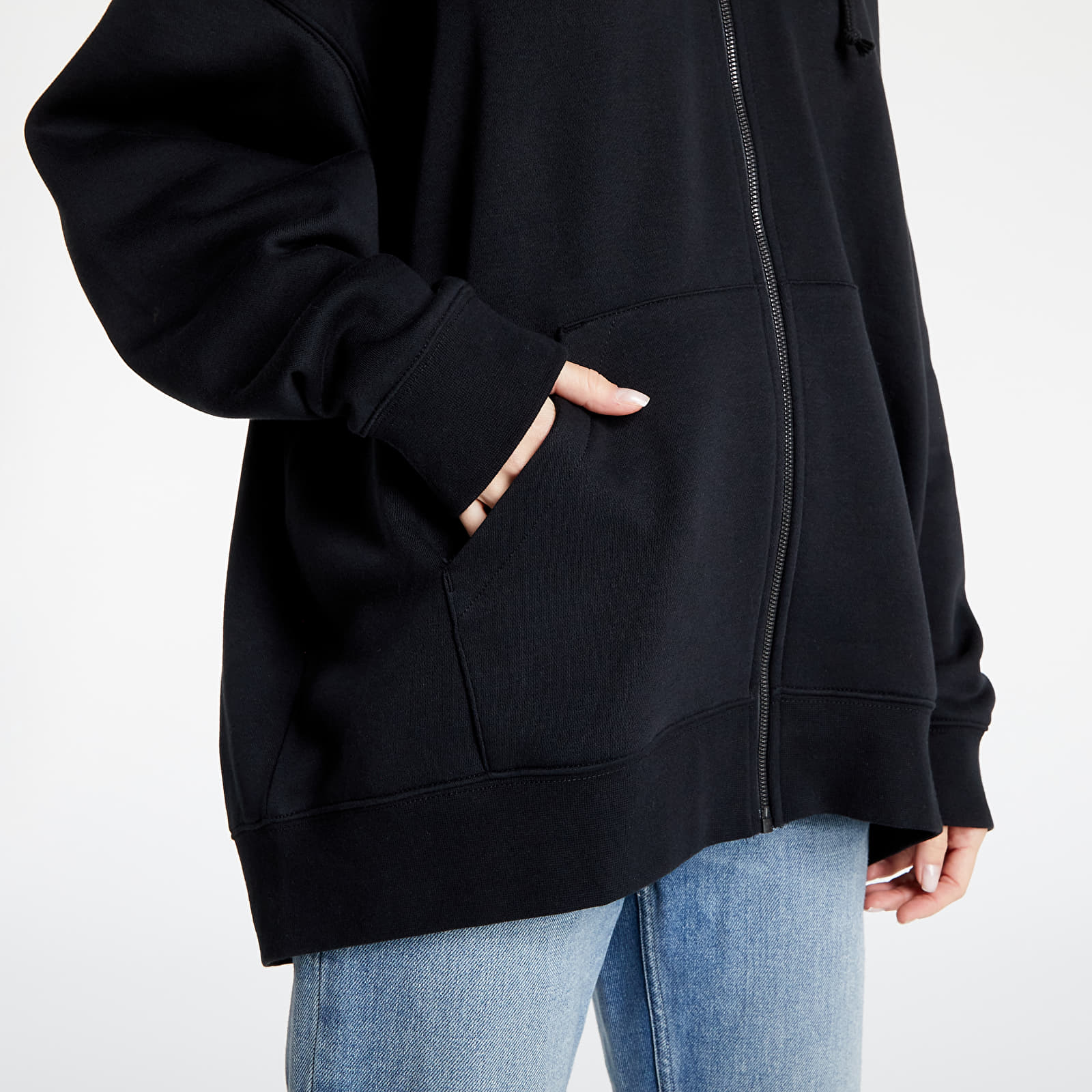 Sudaderas Nike NSW Essential Clctn Fleece Over-Oversized Fz Black/ Black/ White