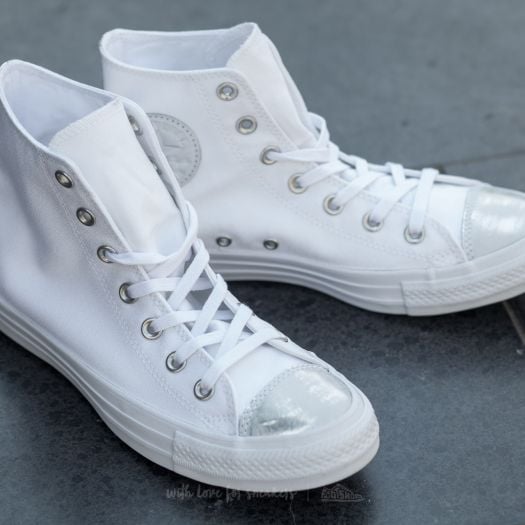 Frauen Converse Chuck Taylor All Star Brush Off Leather Toecap White Pure Silver White Footshop