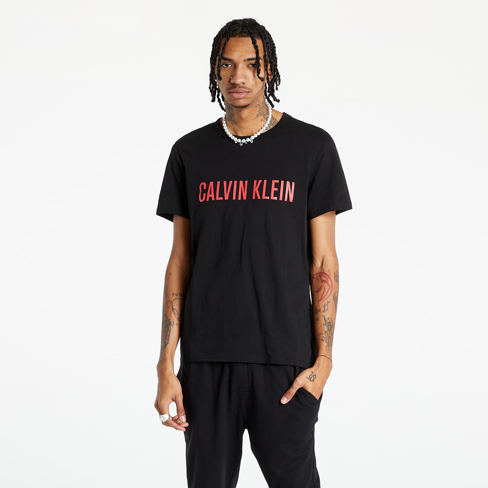 T-krekli Calvin Klein Intense Power Lounge S/S Crew Neck Black/ Strawberry Shake