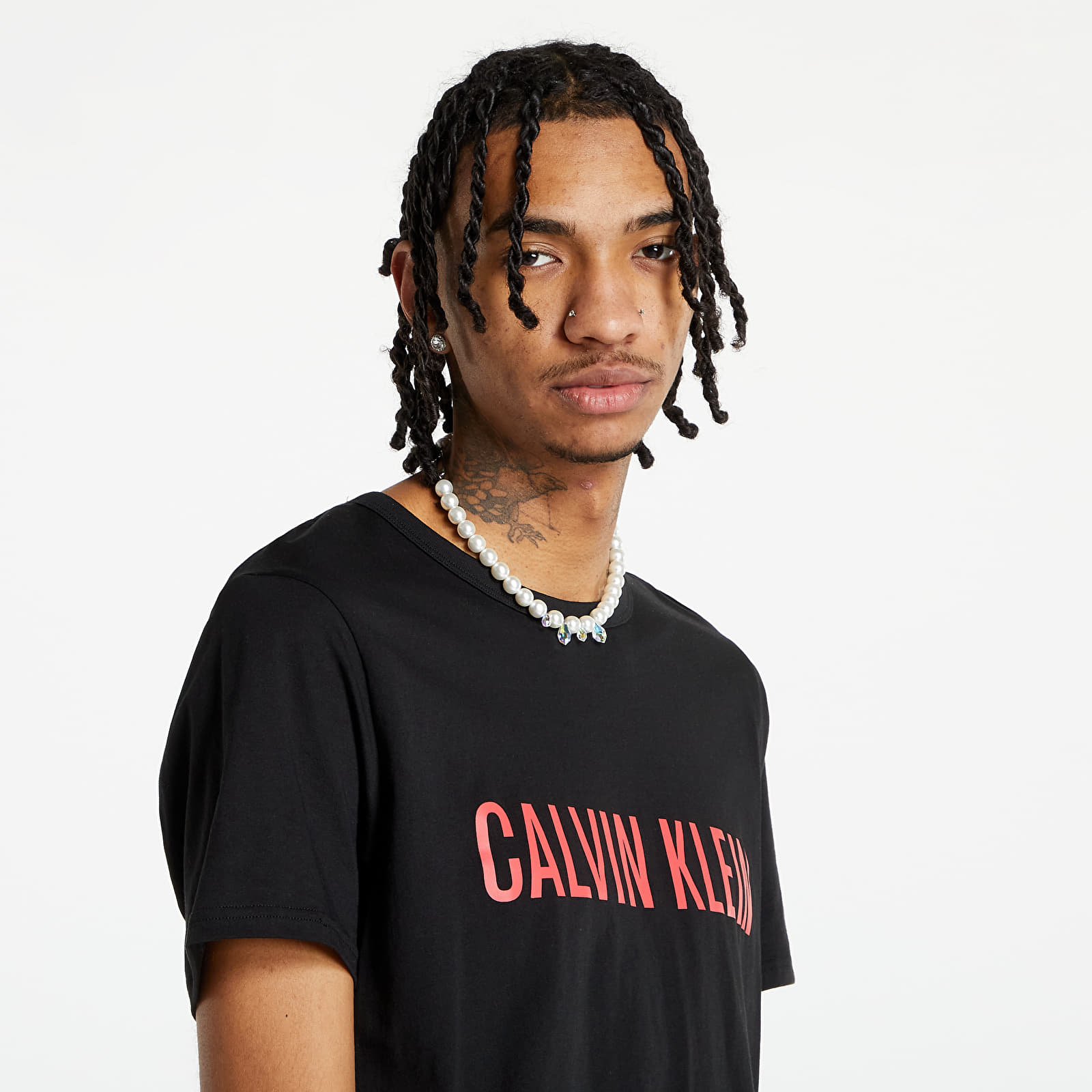 T-krekli Calvin Klein Intense Power Lounge S/S Crew Neck Black/ Strawberry Shake