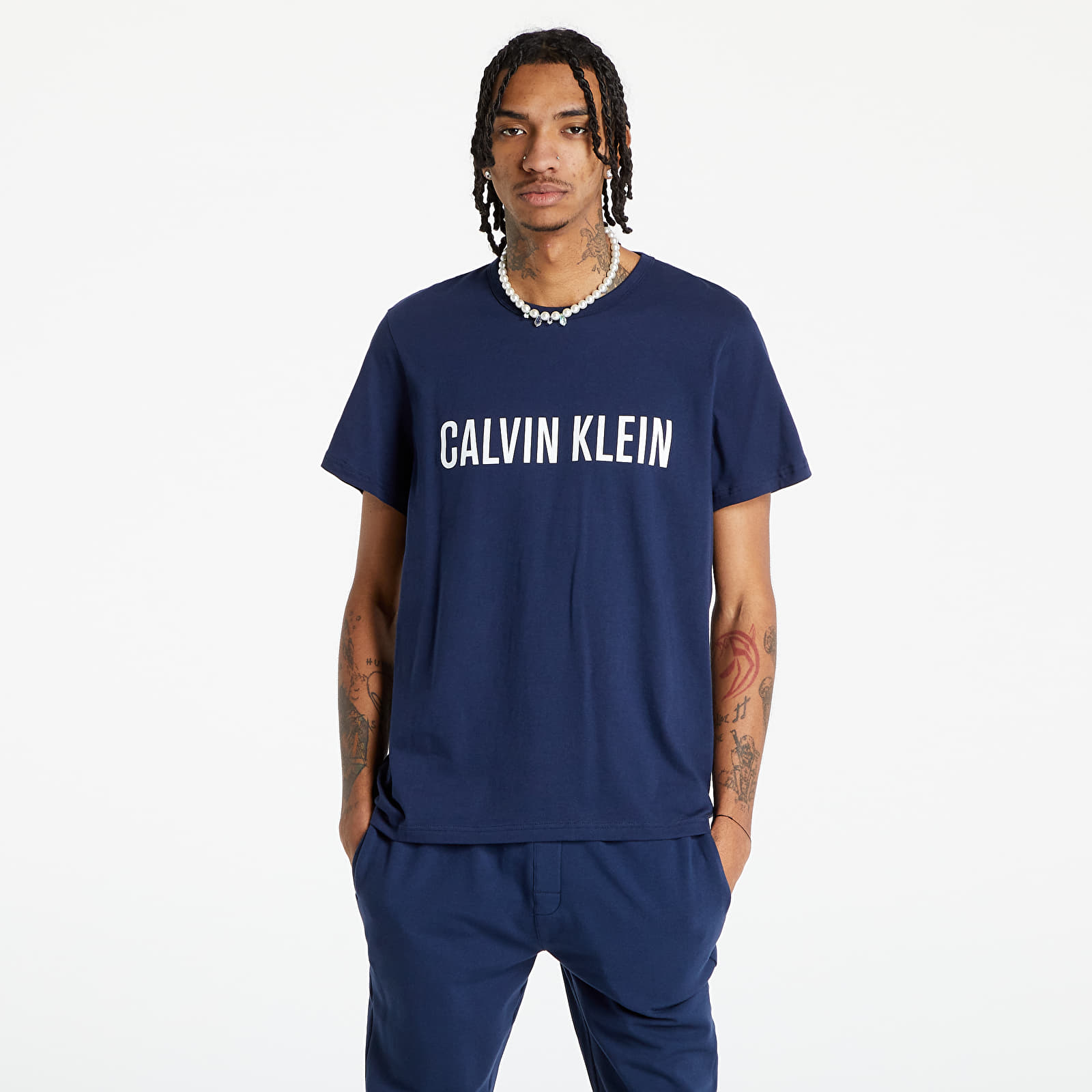 Camisetas Calvin Klein Intense Power Lounge S/S Crew Neck Blue Shadow/ White