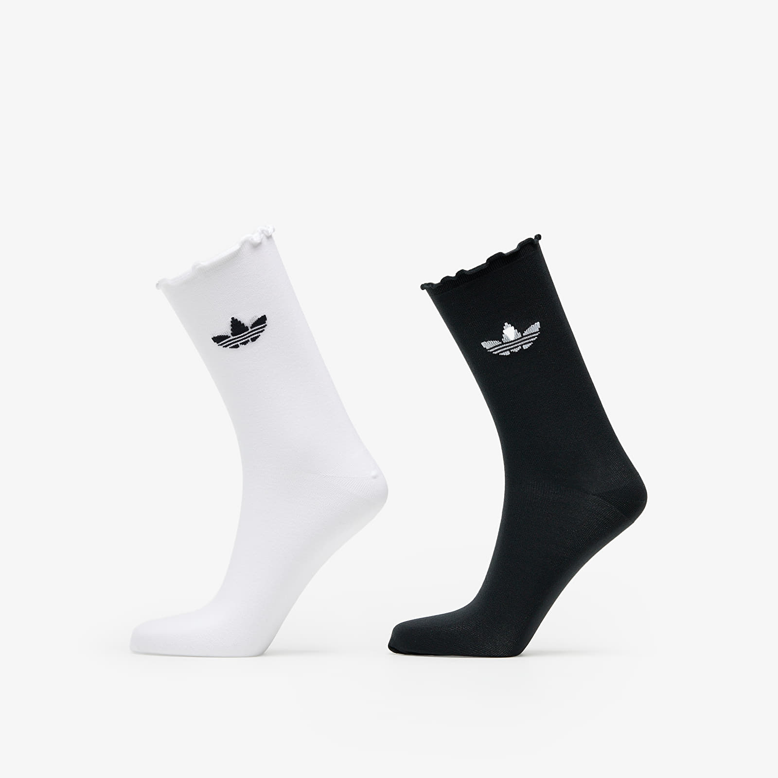 Socks adidas Semi-Sheer Ruffle Crew Socks 2-Pack White/ Black