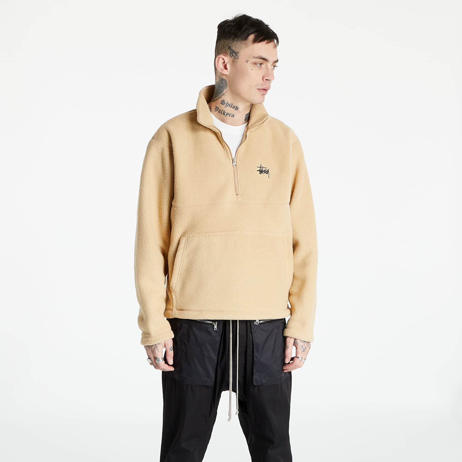 Hoodies and sweatshirts St ssy Half Zip Mock Neck Beige Footshop