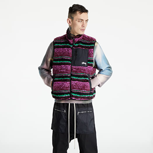 Stussy Striped Sherpa Vest Grape | END. (US)
