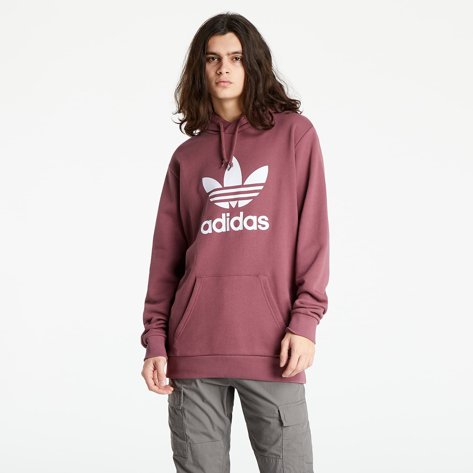 Adidas trefoil hoodie clearance burgundy