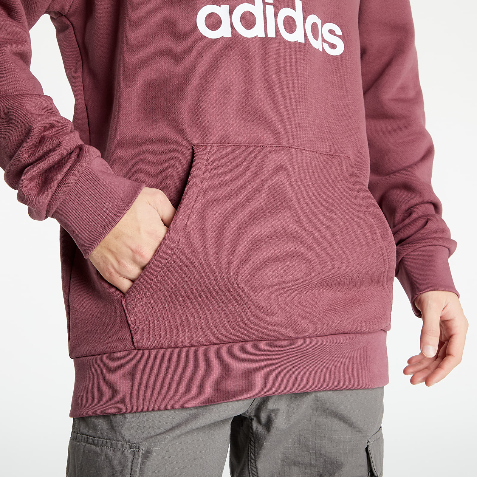 Džemperiai su gobtuvais ir džemperiai adidas Trefoil Hoodie Quiet Crimson/ White