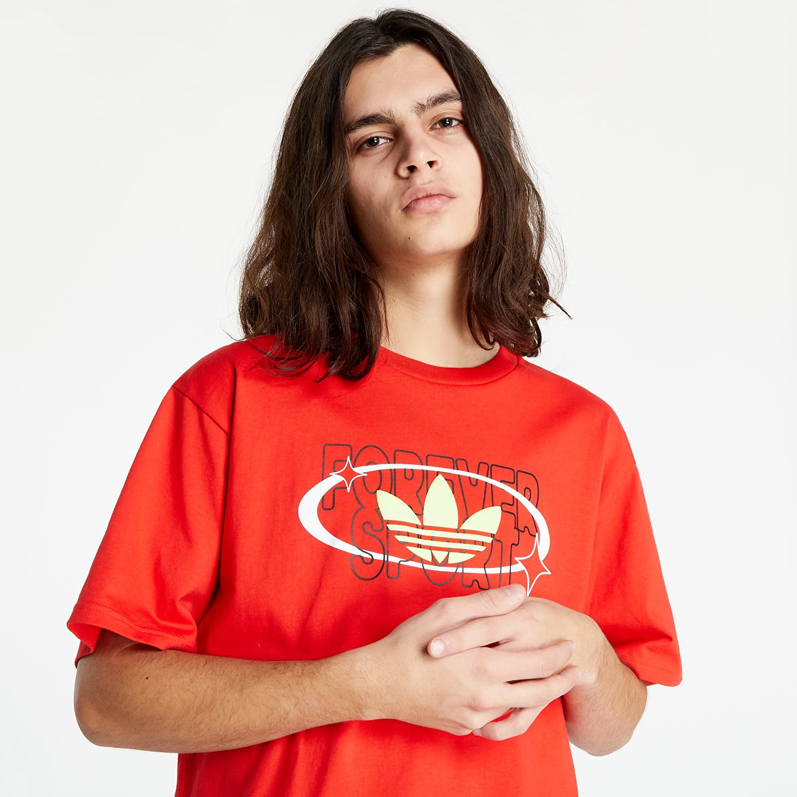 Tシャツ・カットソー MULTICOLOR RED COTTON T-SHIRT T-shirts adidas Trefoil Forever Graphic Tee Vivid Red