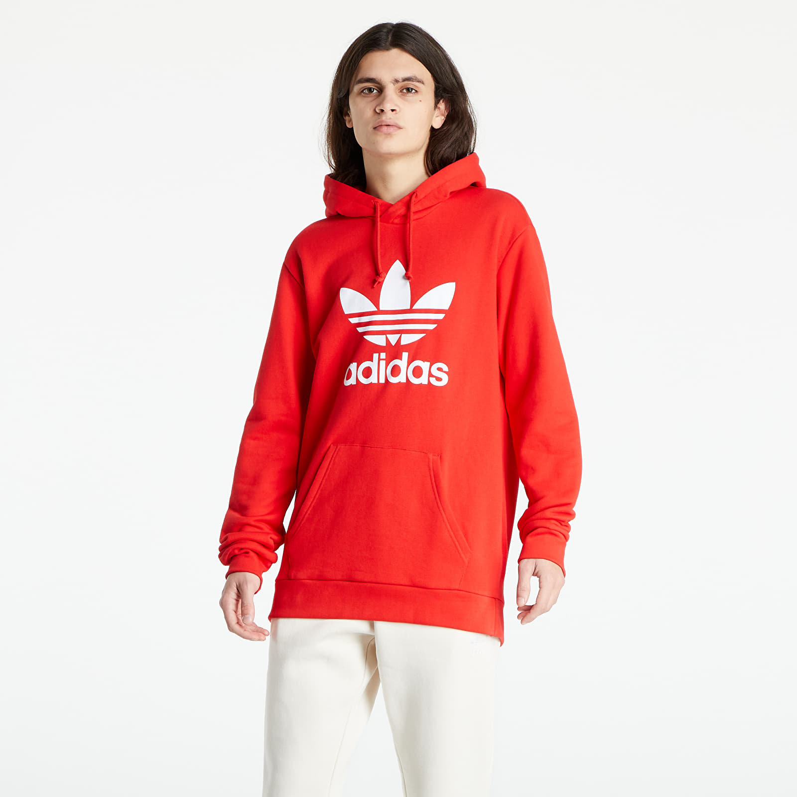 Mikiny adidas Trefoil Hoodie Vivid Red/ White