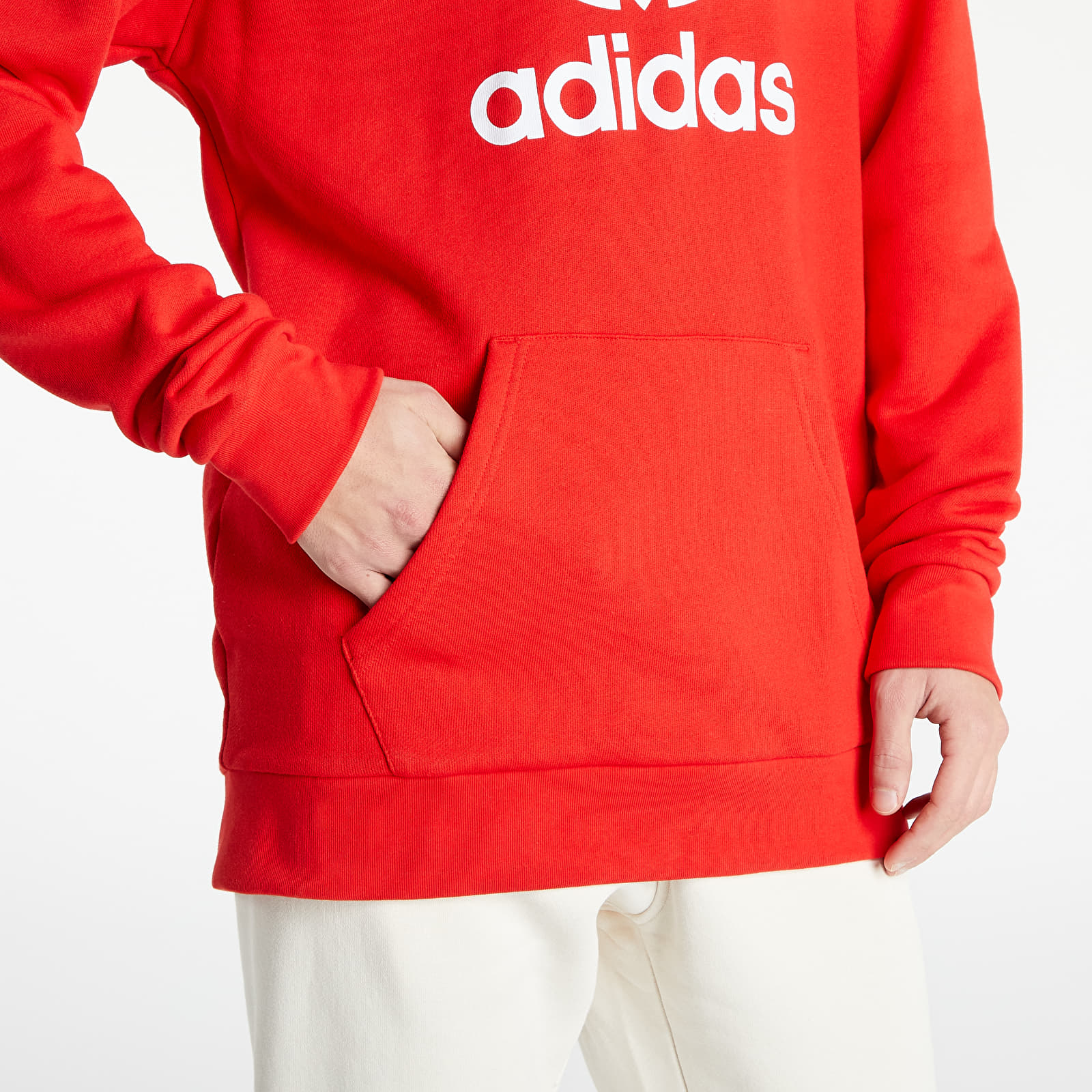Mikiny adidas Trefoil Hoodie Vivid Red/ White