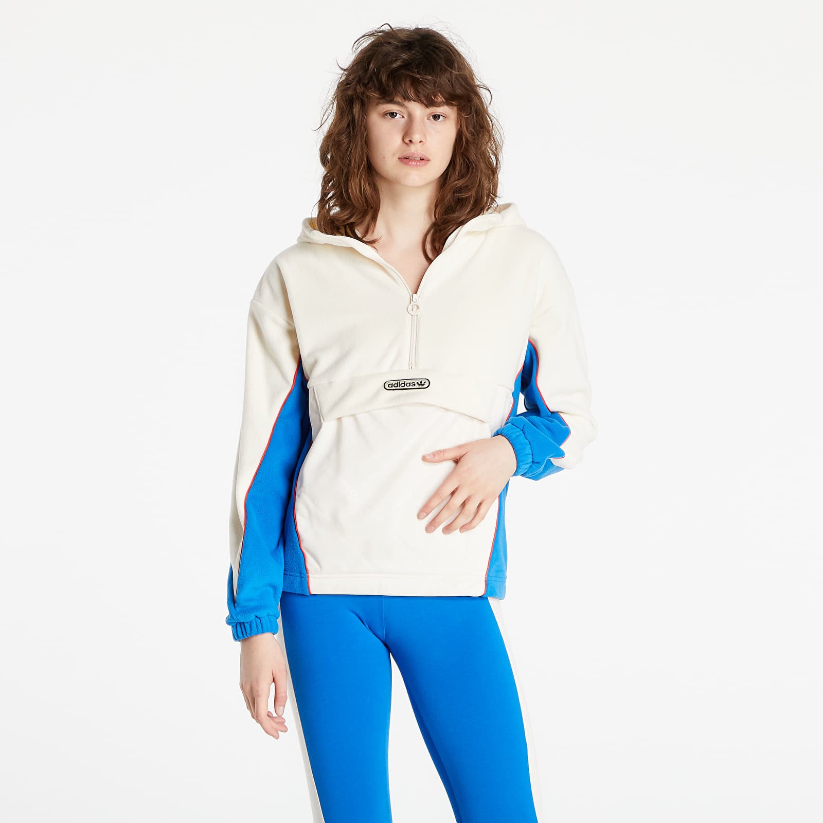 Sweatjacken und Sweatshirts adidas Hoodie Wonder White/ Blue Bird