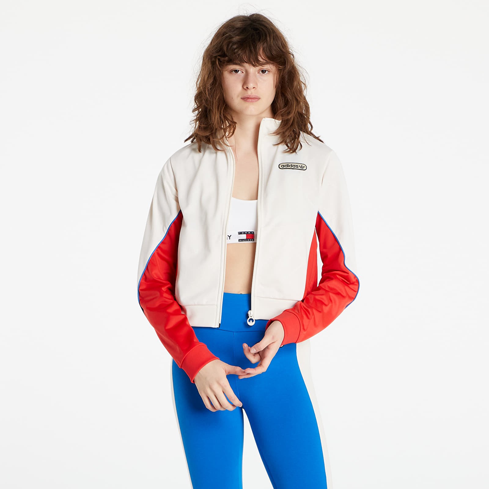 Adidas cropped track deals jacket red