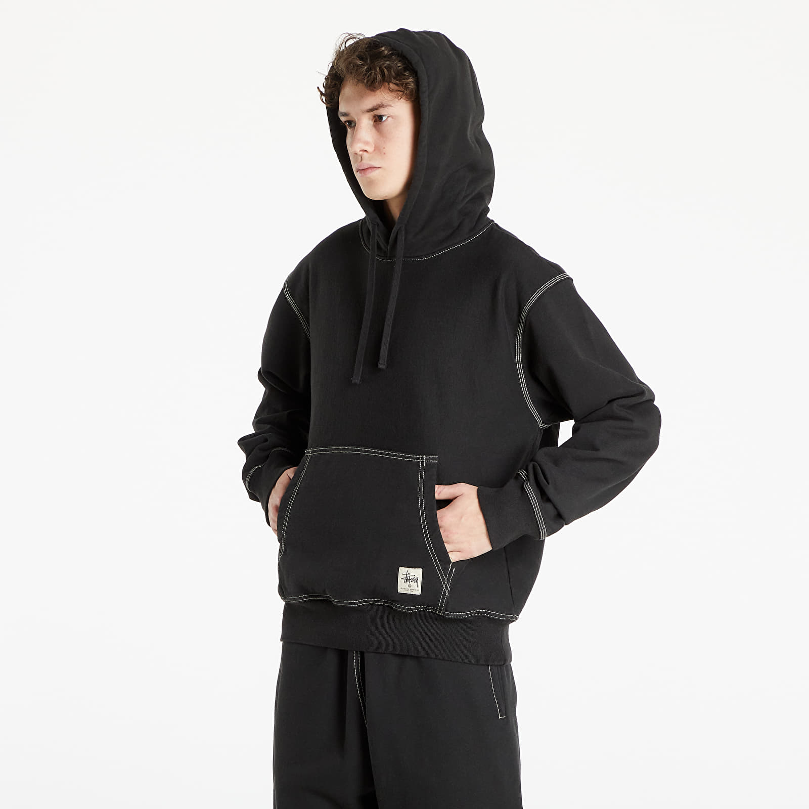 Sweatjacken und Sweatshirts Stüssy Contrast Stitch Label Hoodie Black |  Footshop