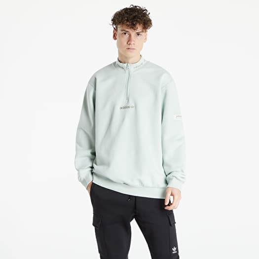 Hoodies and sweatshirts adidas Trefoil Linear Quaterzip Sweatshirt Hazy Green Footshop