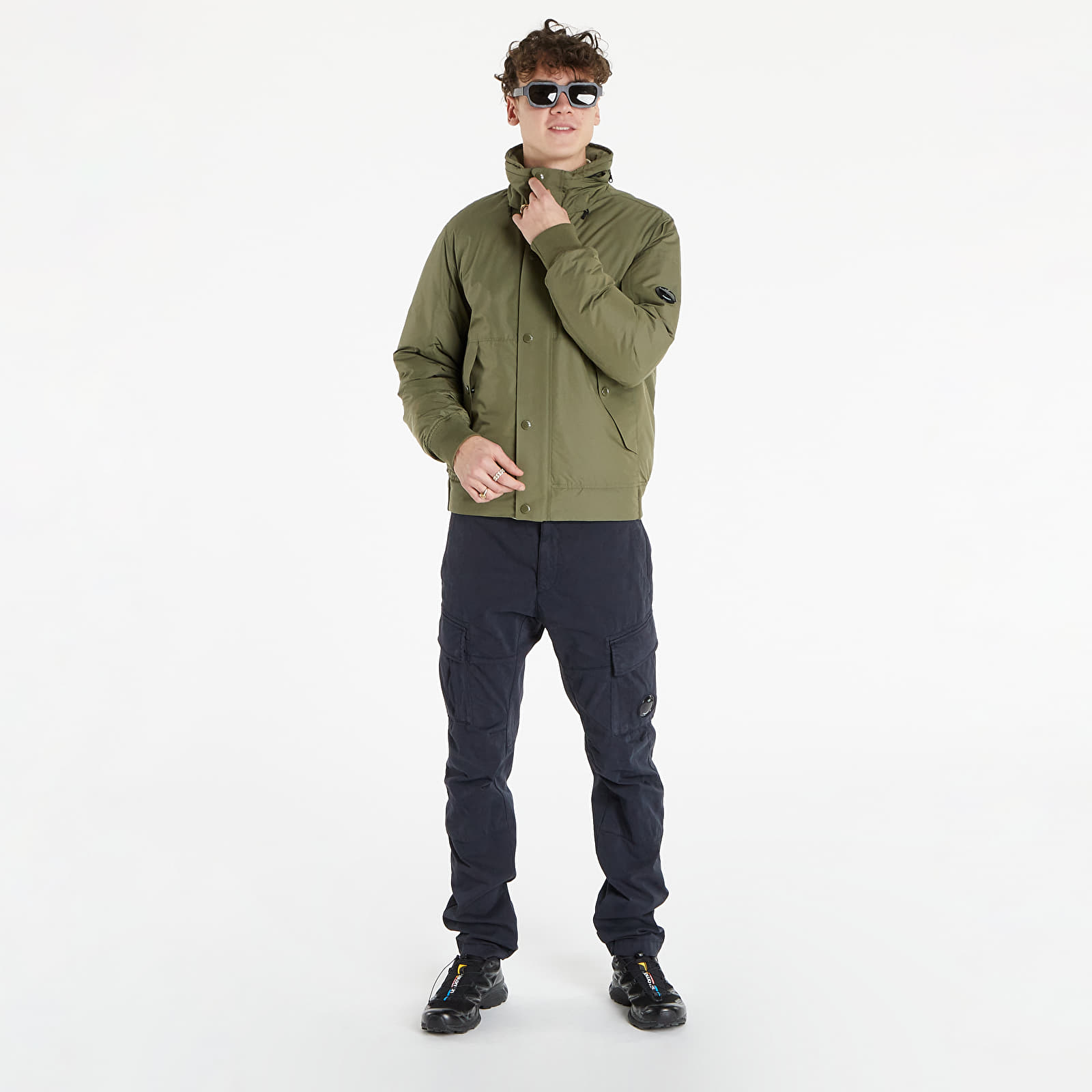 Jacken C.P. Company Micro-M Down Stand Collar Jacket Stone Grey