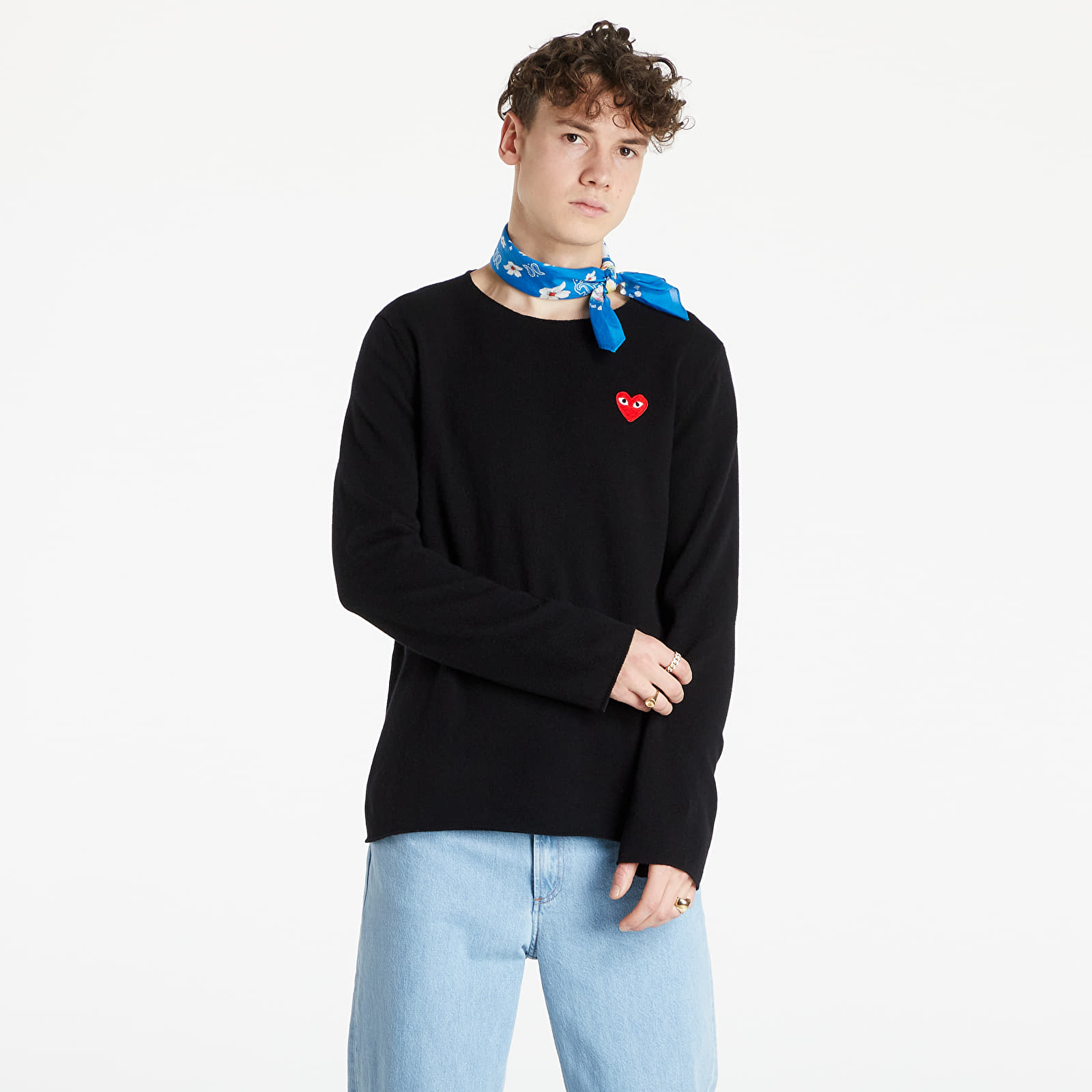 Pullover Comme des Garçons PLAY Red Heart Crewneck Jumper Black XXL