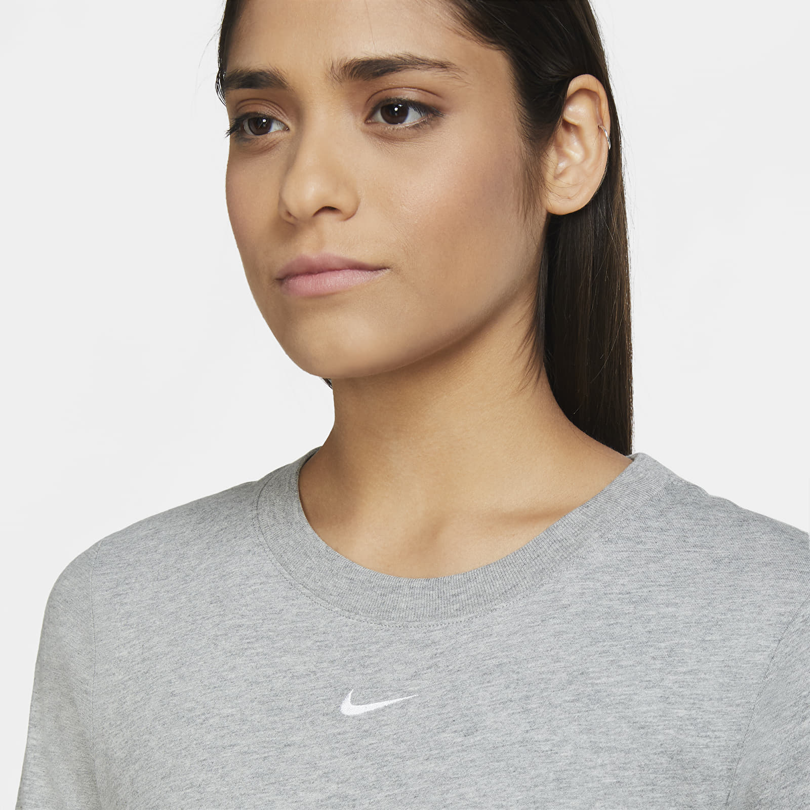 Camisetas Nike Sportswear W T-Shirt Dk Grey Heather/ White