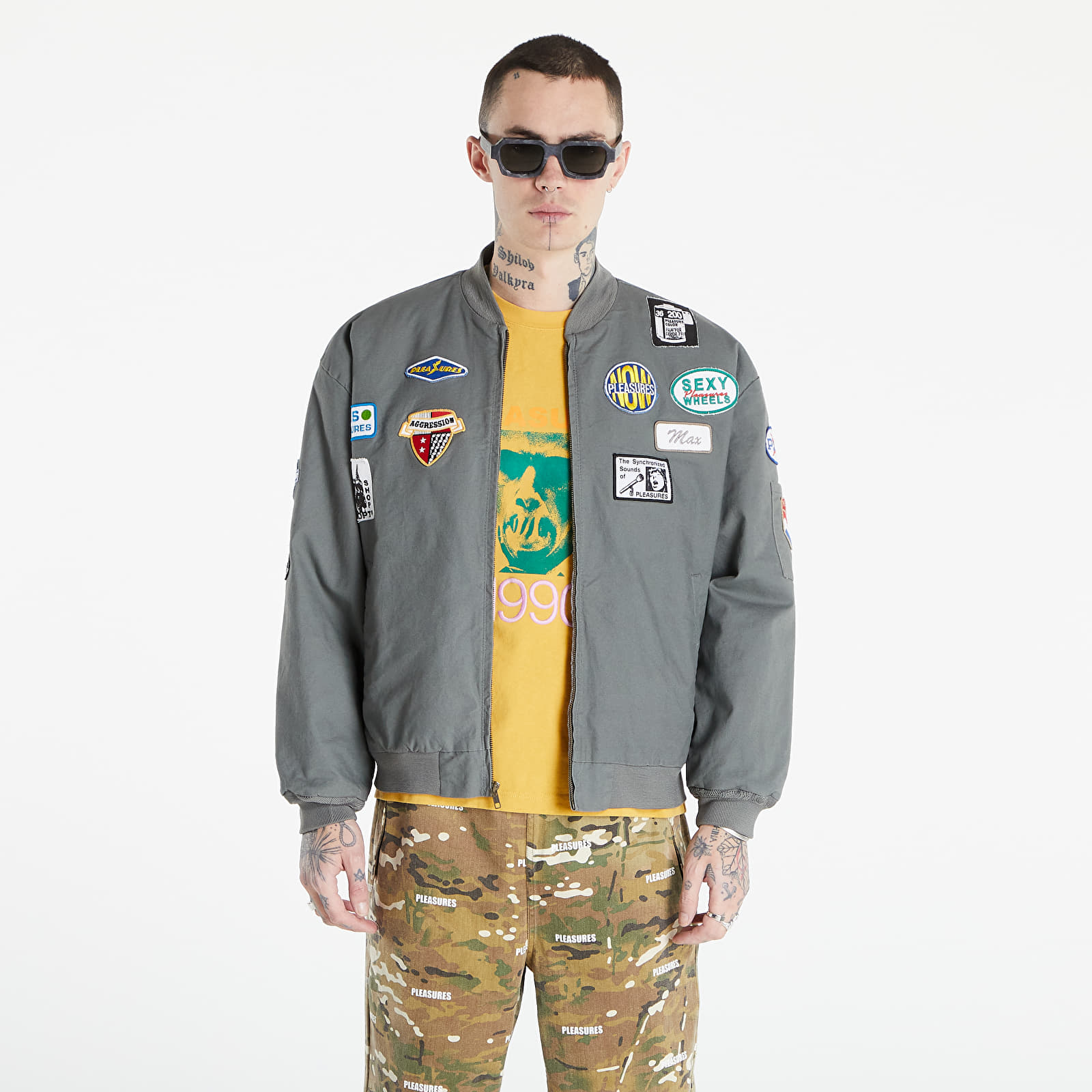 Jackets PLEASURES Worms Mechanic Jacket Grey