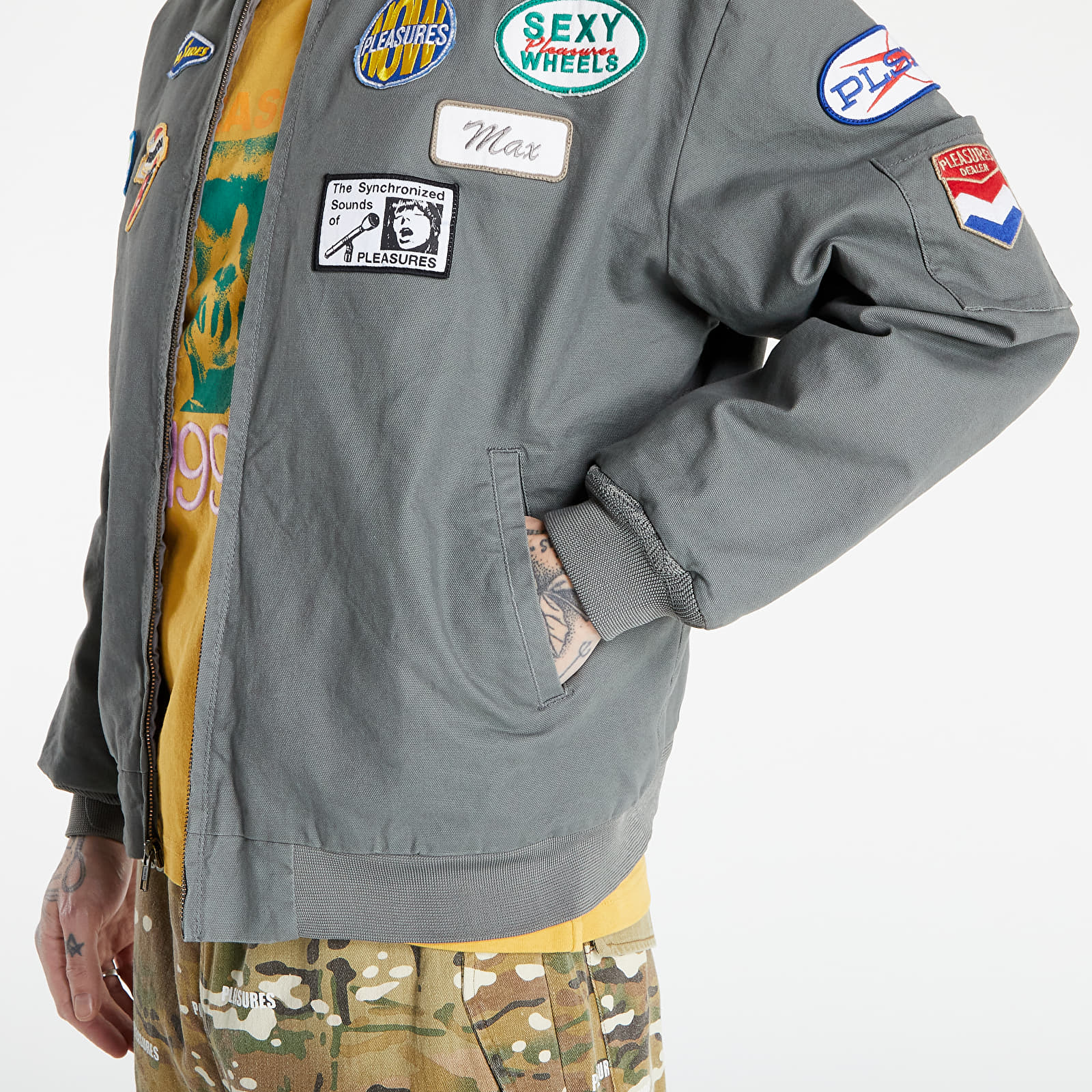 Jackets PLEASURES Worms Mechanic Jacket Grey