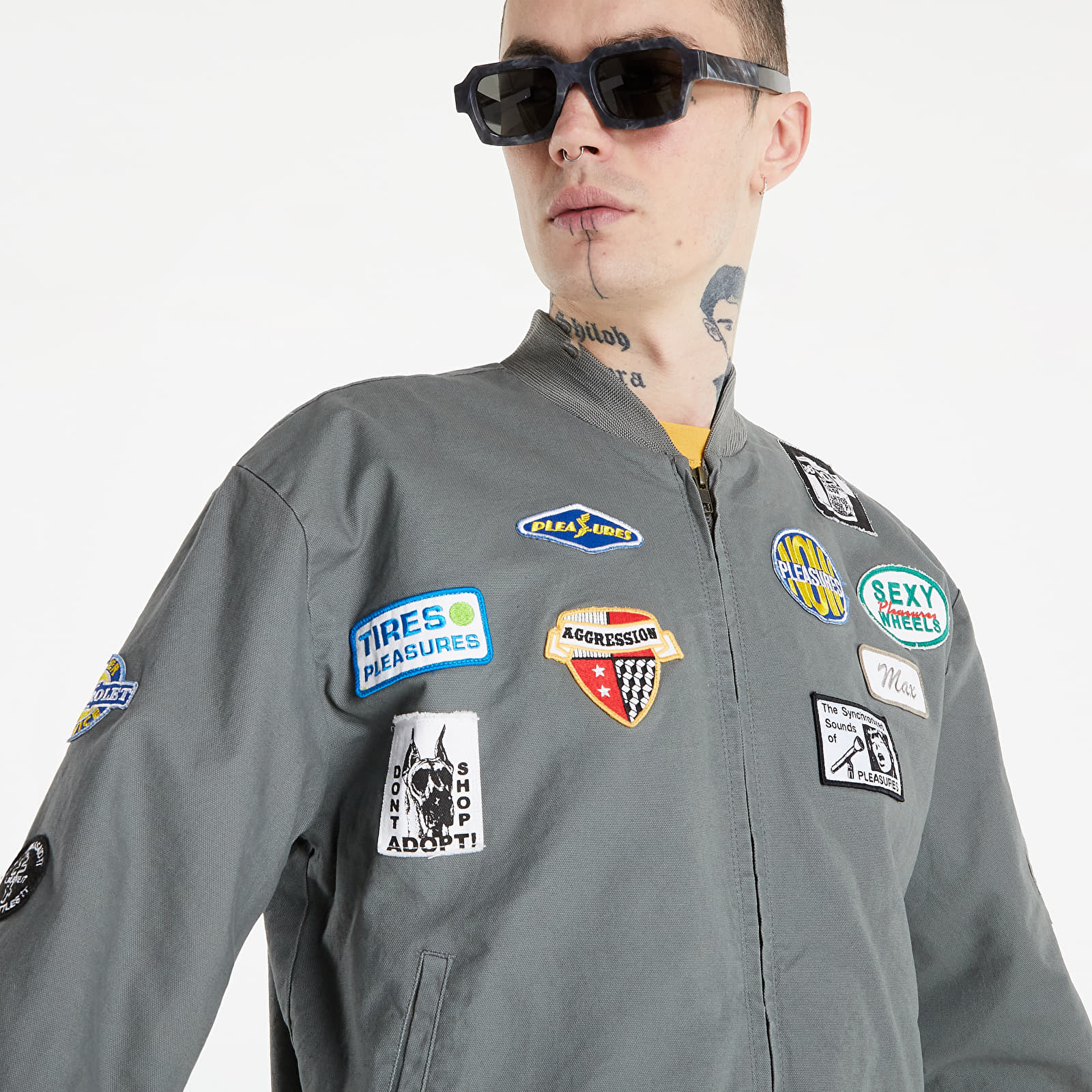 Jackets PLEASURES Worms Mechanic Jacket Grey