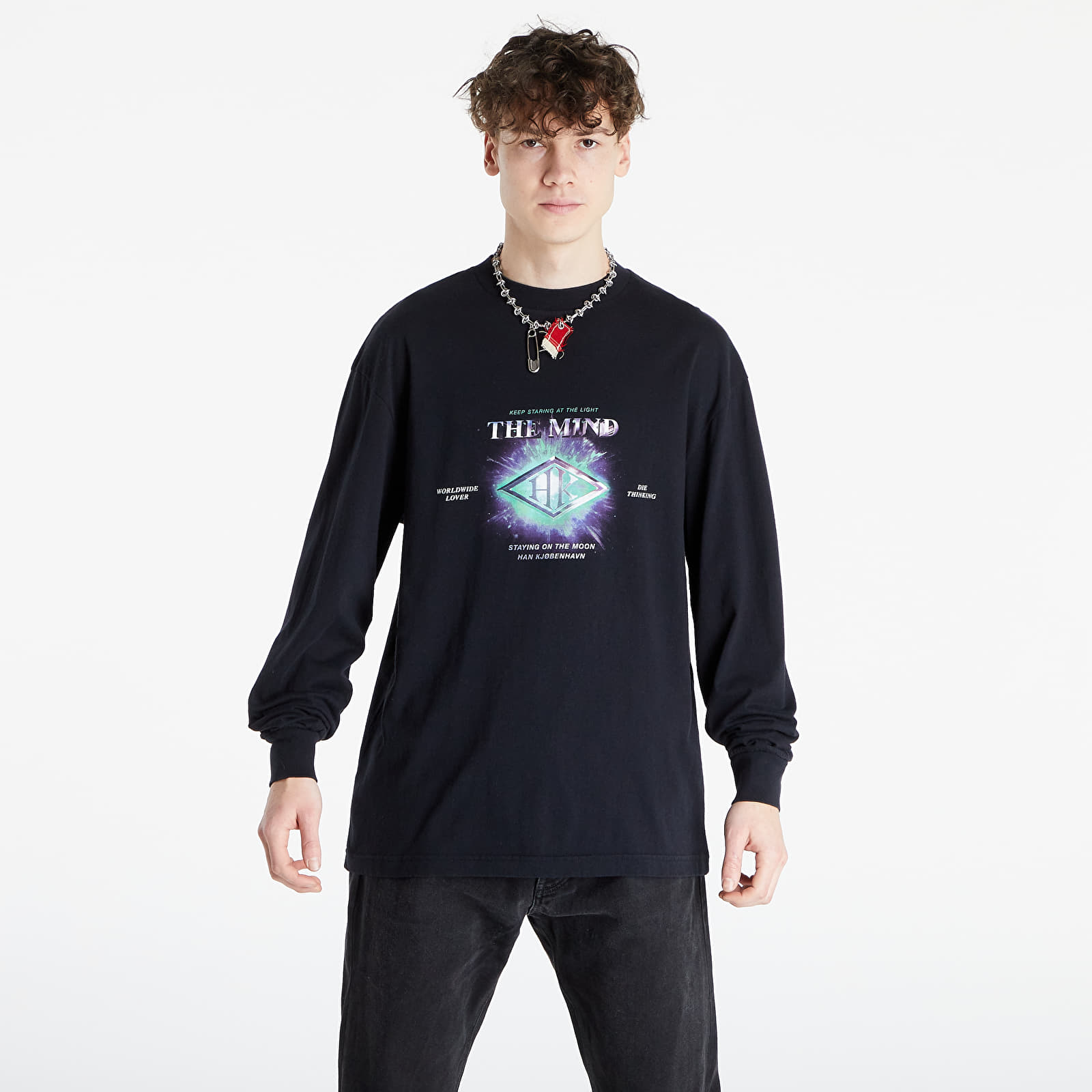 T-shirts Han Kjøbenhavn Boxy Tee Long Sleeve Faded Black Galaxy