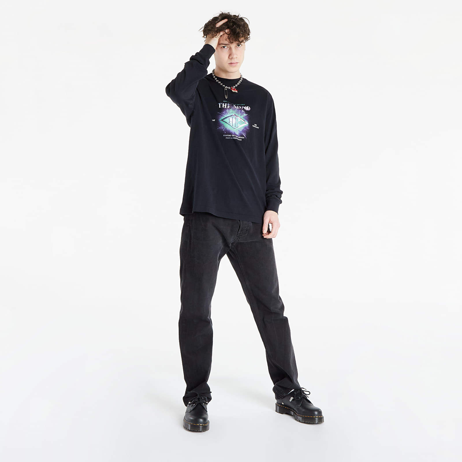 T-shirts Han Kjøbenhavn Boxy Tee Long Sleeve Faded Black Galaxy