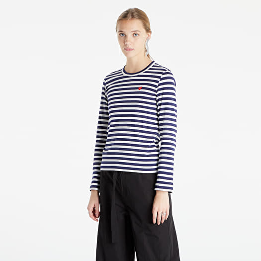 Majice Comme des Garçons PLAY Woven Longsleeve Tee Navy/ White