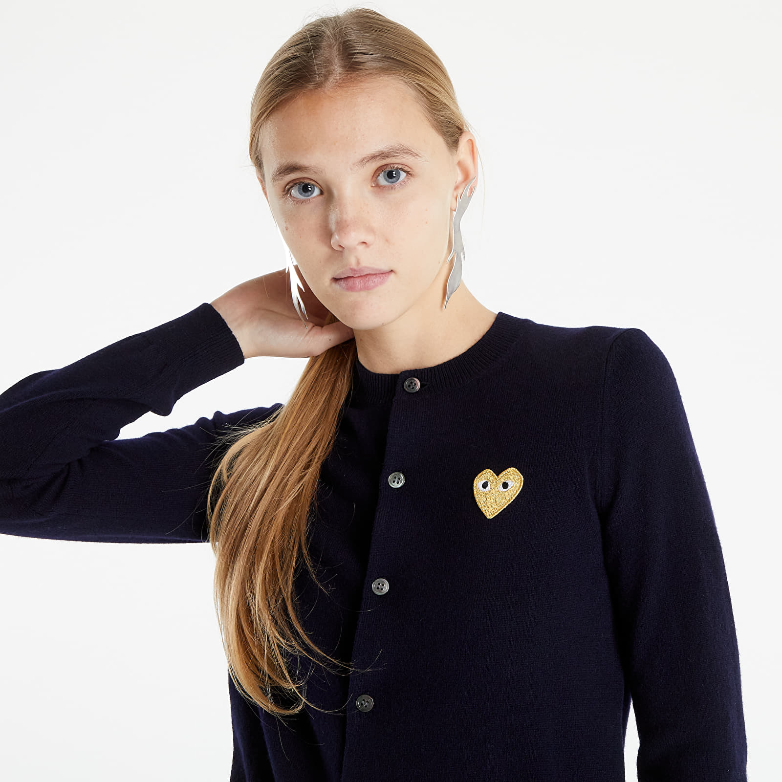 Pulover Comme des Garçons PLAY Cardigan Knit Navy - 1 | YEO