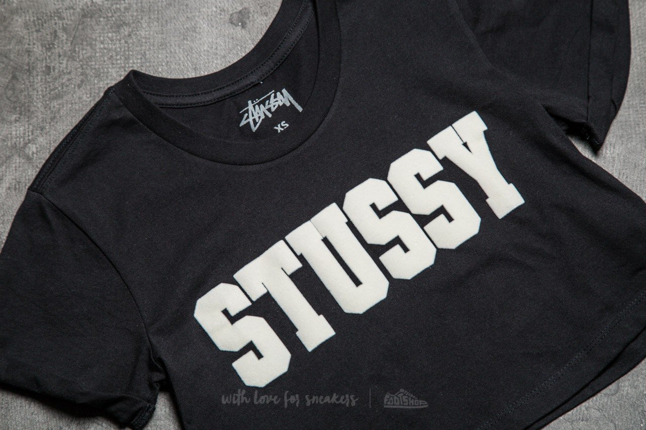 Felsők Stüssy University Cropped Cuff Tee Black